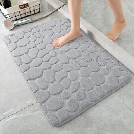 XEPHO Tapis de Bain en Mousse à mémoire de Forme - Tapis de Douche Absorbant - Tapis de Bain décoratif - Tapis antidérapant pour Salle de Bain et Salon - 40 x 60 cm - Gris Clair