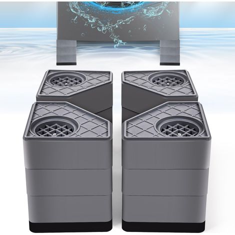 Lot de 4 coussinets anti-vibrations pour machine à laver, empêche le bruit, le transfert des vibrations, pieds de support stabilisateur antivibration (augmentation de 10,2 cm) (1/5)