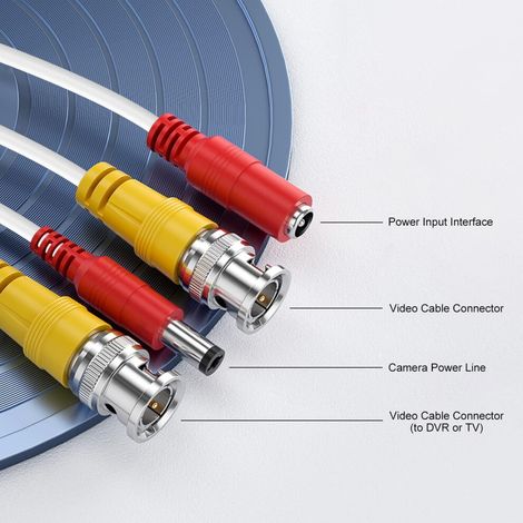 Cable de par trenzado de alta calidad para videovigilancia, cable de alimentación de vídeo BNC, transmisión estable, núcleo de cobre puro, baja resistencia, conectar y usar. (1/4)