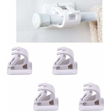 INHHUB Curtain Rod Brackets, Curtain Rod Supports, Ceiling Mount Bracket, Self-Adhesive Curtain Hook, Curtain Accessories for Home and Bathroom (1/5)