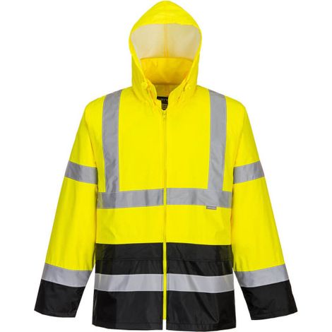 Chubasquero bicolor impermeable Classic Contrast 100% Poliéster 190T resistencia al rasgado PORTWEST H443 6XL Amarillo/Negro