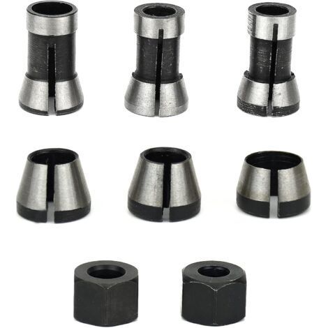 6pcs Milling Chuck 6mm 6.35mm 8mm - Carbon Steel - High Precision Clamping for Wood Engraving and Milling (1/5)