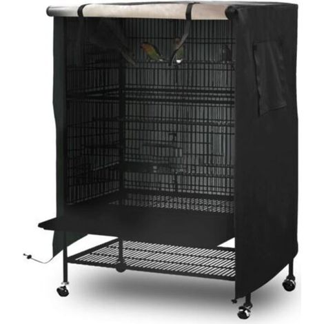 Grande housse de protection pour cage à oiseaux - Résistante aux intempéries(600D) - Protection solaire - Universelle pour cage à oiseaux Noir 130x96x59cm (1/4)
