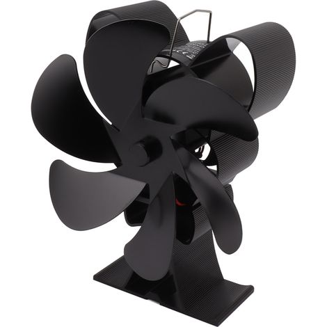 Ventilateur de poêle 6 pales, sans moteur, pour cheminée à bois, améliore la circulation d'air chaud, fonctionnement silencieux, noir (1/5)