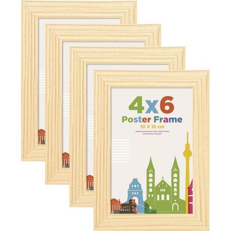 Holz Bilderrahmen 10x15 cm mit Acrylglas, 4er Set, für Tisch & Wand (1/5)