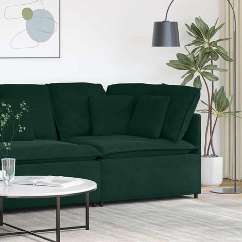 Modulares Sofa Eckmodul mit Kissen Dunkelgrün 100 cm