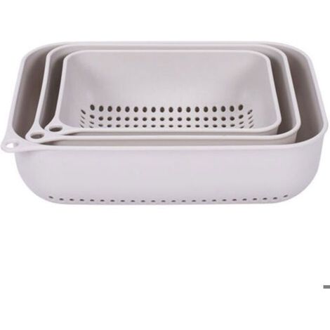 Panier lavage légumes plastique – vidange rectangulaire – 3 pièces – filtre eau (1/5)