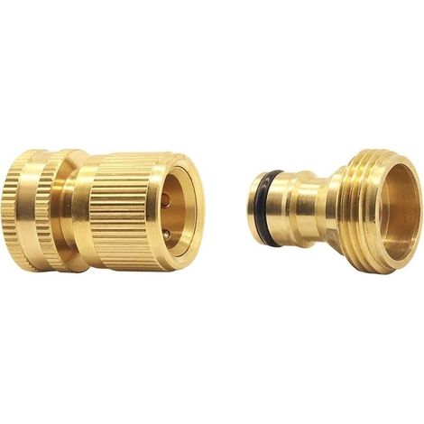 Connecteur Rapide pour Tuyau d\'arrosage avec vanne d\'arrêt, raccords à Connexion Rapide 3/4" avec vanne à Bille, adaptateurs à Connexion Facile et à dégagement Rapid (1/4)