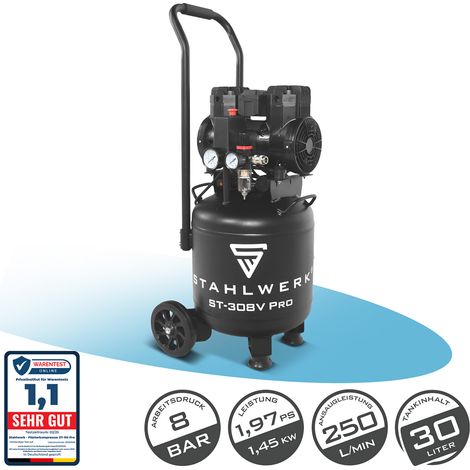 STAHLWERK Kompressor 8 bar 30 L 1,97 PS 1,45 kW 250 l/min Kompaktkompressor (1/5)