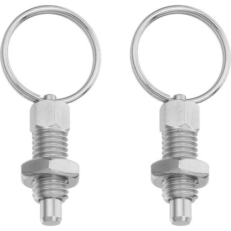 Lot de 2 pistons à ressort avec anneau de traction : piston indexé M10 rétractable, goupille de verrouillage en acier inoxydable, goupille à ressort pour équipements industriels (1/5)