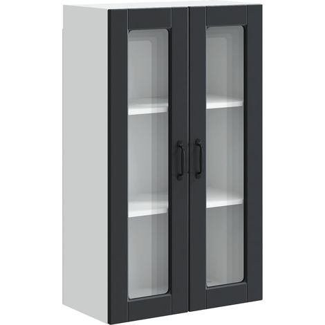 Maison Exclusive - Mobile in vetro da parete PORTO Nero 60 x 31 x 100 cm