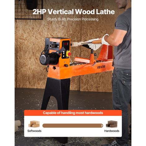 Tour à Bois Électrique, 45,7x102 cm, 1500 W, avec Pieds Verticaux, Vitesse Variable 150-3200 tr/min, Moteur CC sans Balais, Corps e… (1/5)