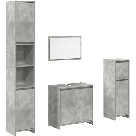 Maison Exclusive - 4-tlg. Badmöbel-Set Betongrau Holzwerkstoff