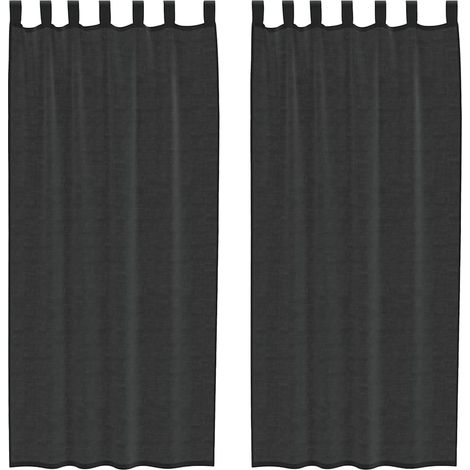 Maison Exclusive - Voile Vorhänge mit Lasche 2 Stk. Schwarz