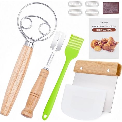 Fouet danois à pâte avec outil à scarifier le levain, outils pour la fabrication du pain (1/5)