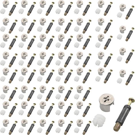50 set di connettori professionali per mobili, connettori per mobili M15, connettori eccentrici per mobili, viti a saldare, connettori per corpo e altro ancora, con viti e perni a vite. (1/5)