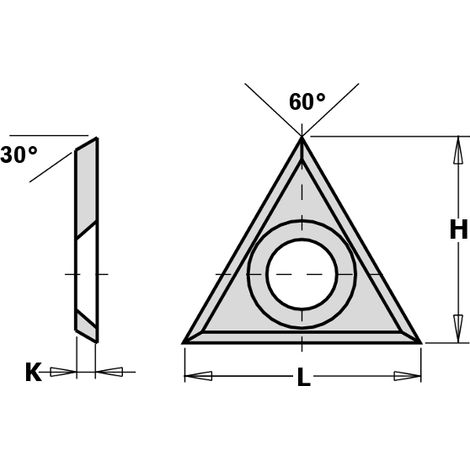 790.220.02 CUCHILLA TRIANGLE RÉV. (3/30°) 22 x 19 x 2 mm B = 6,5 sv HW - K1920