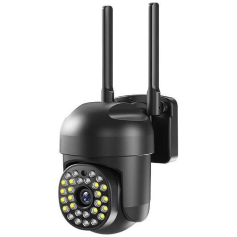 360°-PTZ-IP-Sicherheitskamera für den Außenbereich, Bewegungserkennung, Farbnachtsicht, IP66 wasserdicht (Schwarz) FLITI