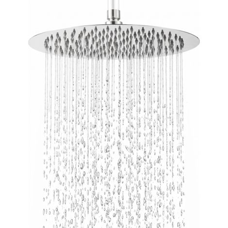 Tete de Douche Pluie Anti Calcaire Inox 30 cm Cercle, Argenté (1/5)