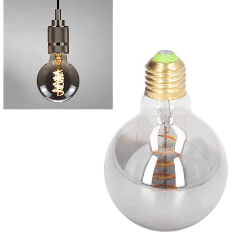 Ampoule LED Edison G80, gris fumé électroplaqué, lumière chaude, ampoule à filament antique dimmable E27/E26. (1/5)