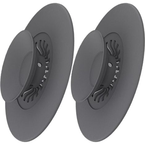 2-Piece Silicone Bath Plug - Foldable Universal Drain Plug with Filtration Function for Hair and Food, Ideal for Sinks, Washbasins and Bathtubs, Grey (1/5)