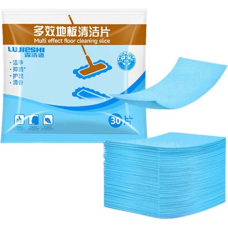 Lingettes nettoyantes multi-surfaces pour sols, sans danger pour le bois et le carrelage. Nettoyage en profondeur des sols après une fête. Bleues. (1/5)