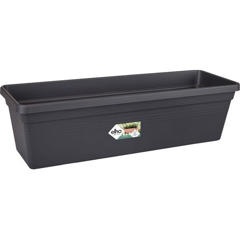 Jardinière 50cm noire en plastique recyclé – Système d'auto-arrosage intégré – Résistante aux UV et au gel – Pour balcons et terrasses – Elho (1/3)