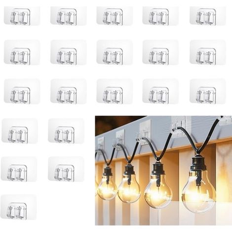 Clips para luces (20 unidades), Clips para luces navideñas, Ganchos de plástico, Navidad, fiestas navideñas, lámparas colgantes, Transparentes (1/5)