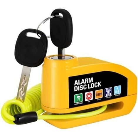 Antivol Moto, Bloc Disque Alarme 110db, Antivol de Frein à Disque avec Câble de Rappel de 1,2m, Antivol de Haute Sécurité pour Moto, Vélo, Scooter, Trottinette Électrique (1/5)