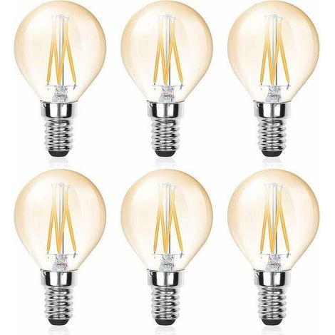 6 Pcs Ampoule Led E14 Filament G45, 4w (Equivalent 40w), E14 Candélabre Dimmable, Ambre Glow, Ampoule Vintage Blanc Froid 6000k, 220v 380lm (1/4)