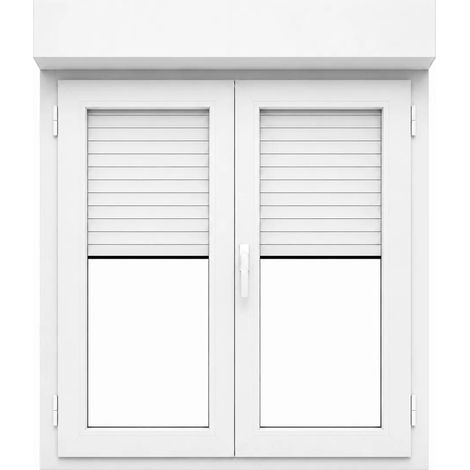 Fenêtre PVC 2 vantaux oscillo-battant avec volet roulant électrique H 125 x L 120 cm pour pose en neuf
