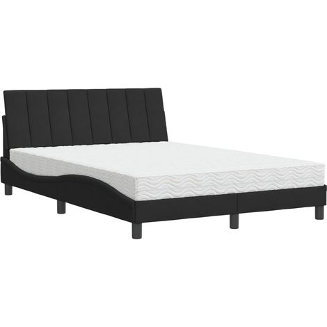 Bett mit Matratze Schwarz 140x200 cm Samt vidaXL224775 (1/5)