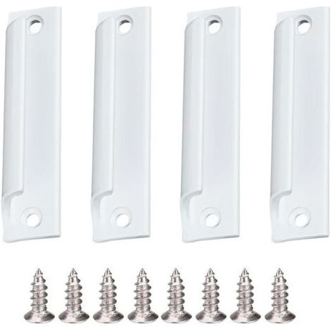 Poignée de porte, 4 pièces avec vis, poignée de porte de balcon, convient aux portes d'armoires à tiroirs, blanc (1/5)