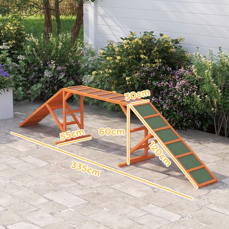 Agility Hunderampe, Parcours, rutschfest, wetterfest, Holz, 335 x 55 x 60 cm, Orange (1/5)