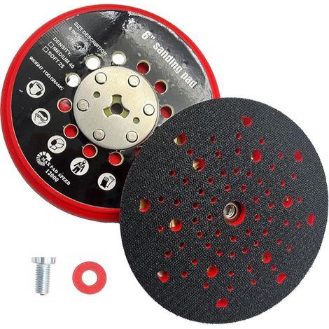 150mm Sanding Disc, Sanding Pad, Sanding Disc, Multihole Sanding Disc Compatible with Bosch RSM6045, GEX 34-150, and GEX 40-150 Electric Sanders, with Screw and Red Gasket (1/4)