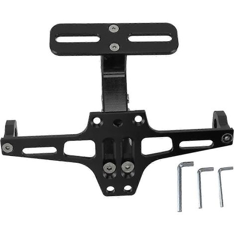 Support de plaque d'immatriculation moto en alliage d'aluminium CNC, universel et réglable, noir - Yvan (1/5)