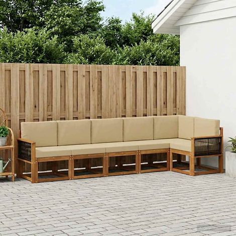 vidaXL Outdoor-Sofagarnitur 6 Stk. Natur und Beige Polyester (1/5)