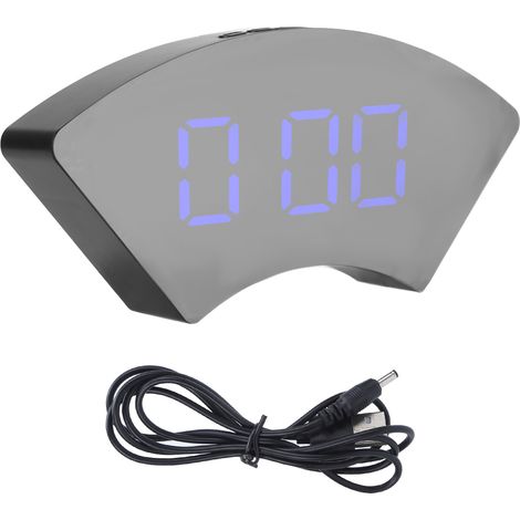 Einfacher elektronischer LED-Wecker, geräuschlos, USB-Anschluss, blau, ideal für Büro, Schlafzimmer oder Wohnzimmer. (1/5)