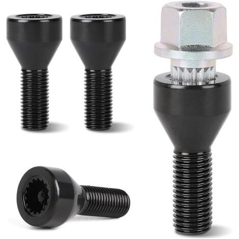 Pair 4 x Goujon de Roue M12 x 1,5 mm avec un Écrou de Sécurité Compatible avec B-M-W E46 E87 E90 E60 (OE : 36136764057, 36131180882, 36136786419) (1/5)
