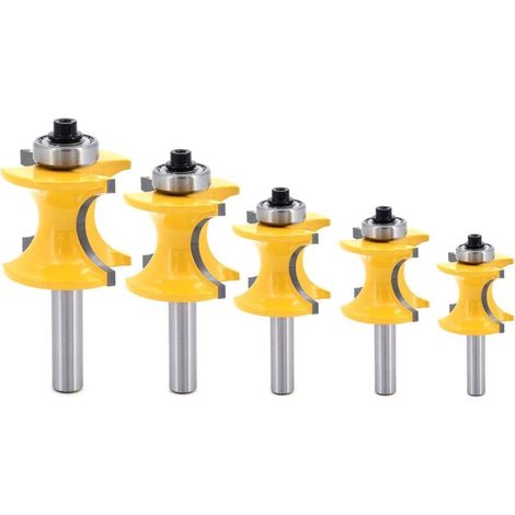 Fresa para ranurar madera – vástago de 8 mm, forma redondeada, diámetros 6,35 / 9,52 / 12,7 / 15,87 / 19,05 mm – juego de 8