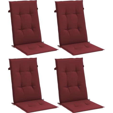 vidaXL Coussins de chaise dossier haut lot de 4 rouge bordeaux mélangé (1/5)