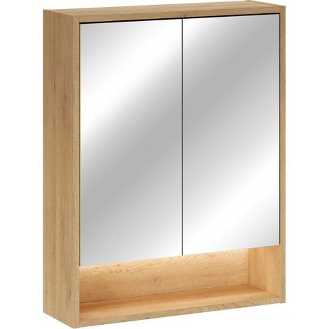 Miroir armoire murale 2 portes 60cm Edmé Bois (1/5)