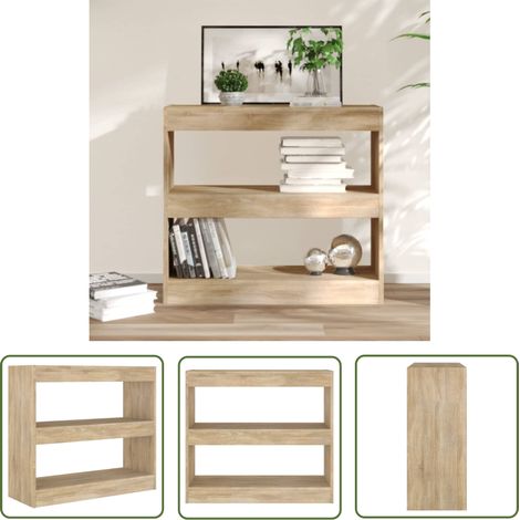 The Living Store Bibliothèque/Séparateur de pièce chêne sonoma 80x30x72 cm - Bibliothèque - Étagère - Meuble De Rangement - Séparateur De Pièce - Bibliothèque Design (1/5)