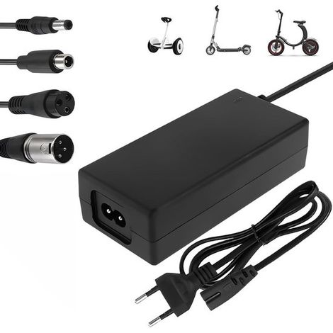 Cargador para bicicleta eléctrica，Cargador universal de 36V/42V 2A，Con 4 conectores para cargador de batería，Compatible con Xiaomi Mi Mijia M365 (1/5)