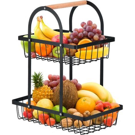 Corbeille a Fruits 2 Etages, 2 Niveaux Corbeille a Fruit Panier à Fruits Corbeilles Fruit pour Légumes Collations à la Maison Cuisine, Panier à Legumes (1/5)