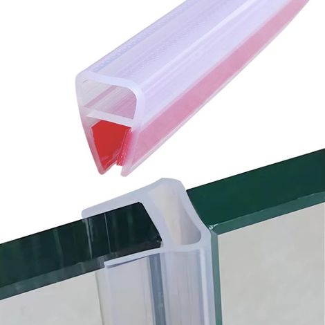 Joint de Porte de Douche Auto-adhésif Joint D'étanchéité pour Porte de Douche pour Verre de 5mm 6mm D'épaisseur Transparent 200cm(U 6mm) (1/5)