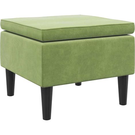 vidaXL Taburete con patas de madera terciopelo verde claro (1/2)