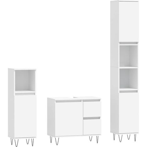 Ensemble de meubles salle de bain 3 pcs，Ensemble d'armoires de salle de bain blanc bois d'ingénierie CFW86259 (1/5)