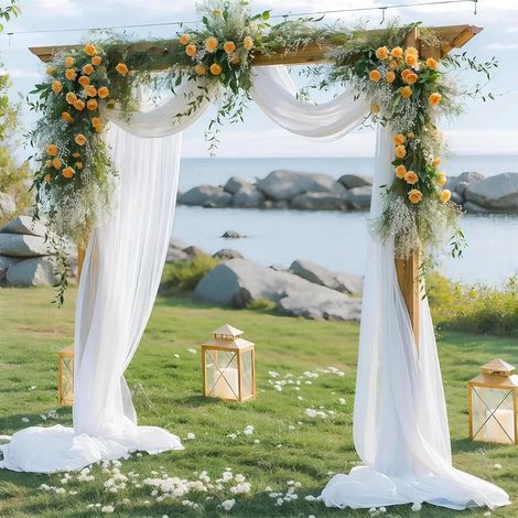 Tüllstoff 160 cm x 10 m, cremeweiß – Weicher Organza-Dekostoff für Hochzeiten, Vorhänge, Hochzeitsbögen, Tischdekoration, Feste, Bastelprojekte, Festdekorationen, Heimwerken (1/5)