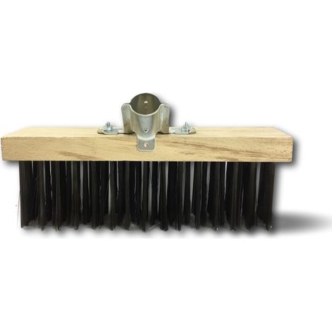 Kibros – Balai à feuilles 30 cm – Garnissage acier rond pour nettoyage extérieur – Semelle bois – Douille métal boulonnée Ø 28 mm